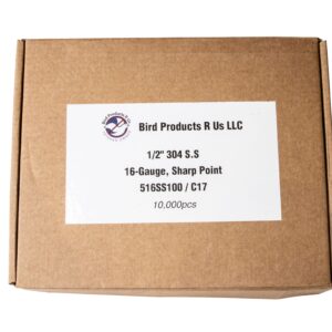 ½" Stainless Steel, 16-Gauge Sharp Point (10,000 Per Pack)